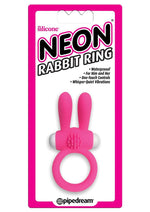 Load image into Gallery viewer, Neon Silicone Vibrating Rabbit Ring - Pink/White
