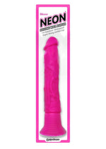 Load image into Gallery viewer, Neon Silicone Wallbanger Vibrating Dildo - Pink - 7.5in