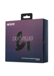 Nexus Duo Rechargeable Silicone Remote Control Butt Plug - Black - Medium