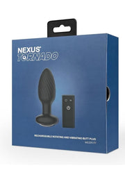 Nexus Tornado Rechargeable Silicone Rotating Butt Plug with Remote - Black - Medium