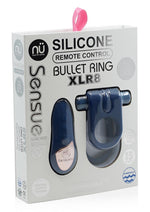 Load image into Gallery viewer, Nu Sensuelle Silicone Bullet Ring Xlr8 Rechargeable Vibrating Cock Ring with Remote Control - Blue/Navy Blue
