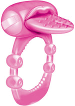 Load image into Gallery viewer, Nubbie Tongue Vibrating Silicone Cock Ring Waterproof - Magenta/Pink

