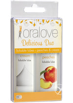 Load image into Gallery viewer, Oralove Delicious Duo Lickable Peaches and Cream Lubricant - 1oz - 2 Per Set
