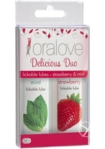 Load image into Gallery viewer, Oralove Delicious Duo Lickable Strawberry and Mint Lubricant - 1oz - 2 Per Set
