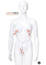 Load image into Gallery viewer, Orange Is The New Black Triple Your Pleasure Nipple and Clitoral Clamps with Chain - Orange
