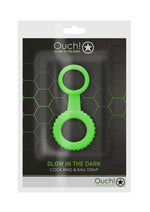 Load image into Gallery viewer, Ouch! Cock Ring and Ball Strap Silicone - Glow In The Dark/Green