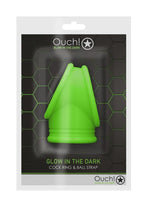 Load image into Gallery viewer, Ouch! Cock Ring and Ball Strap Silicone Separator - Glow In The Dark/Green
