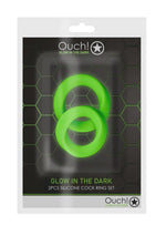 Load image into Gallery viewer, Ouch! Cock Ring Silicone - Glow In The Dark/Green - 2pc/Set
