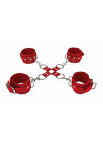 Load image into Gallery viewer, Ouch! Leather Hand and Leg Cuffs - Red
