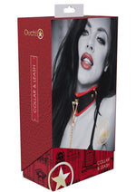 Load image into Gallery viewer, Ouch! Milan Collection Collar with Leash - Black/Red
