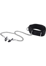 Load image into Gallery viewer, Ouch! Velcro Collar with Nipple Clamps - Black/Metal
