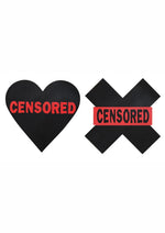 Load image into Gallery viewer, Peekaboo Censored Hearts and X Pasties - Black/Red
