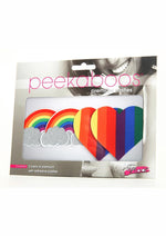 Load image into Gallery viewer, Peekaboo Pride Glitter Rainbows and Hearts Pasties - Multicolor/Rainbow
