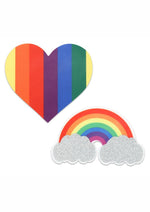 Load image into Gallery viewer, Peekaboo Pride Glitter Rainbows and Hearts Pasties - Multicolor/Rainbow
