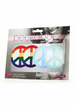 Load image into Gallery viewer, Peekaboo Pride Peace Signs Pasties - Rainbow
