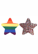 Load image into Gallery viewer, Peekaboo Pride Rainbow Glitter Stars Pasties - Rainbow
