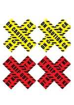 Load image into Gallery viewer, Peekaboos Caution X Pasties - Red/Yellow
