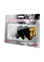 Load image into Gallery viewer, Peekaboos Reversilbe Sequin Hearts Pasties - Black/Gold
