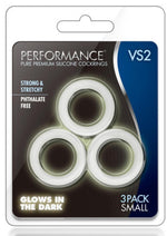 Load image into Gallery viewer, Performance Vs2 Pure Premium Silicone Cock Rings - Glow In The Dark/White - Small
