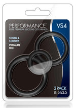 Load image into Gallery viewer, Performance Vs4 Pure Premium Silicone Cock Ring Set (3 Sizes - Black
