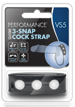 Load image into Gallery viewer, Performance Vs5 Silicone 3 Snap Cock Strap - Black
