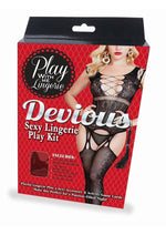 Load image into Gallery viewer, Play with Me Lingerie Devious Sexy Lingerie Play Kit - Black/Red