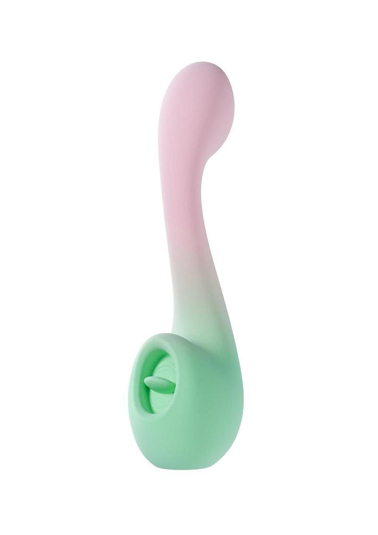 Play with Me Melody Rechargeable Silicone Dual-End Vibrator - Green/Pink