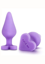 Load image into Gallery viewer, Play with Me Naughtier Candy Heart Fuck Me Silicone Butt Plug - Purple