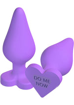 Load image into Gallery viewer, Play with Me Naughty Candy Heart Do Me Now Silicone Butt Plug - Purple