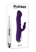 Load image into Gallery viewer, Playboy Bunny Punch Rechargeable Silicone Rabbit Vibrator with Twirly G-Spot Head - Purple
