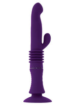 Load image into Gallery viewer, Playboy Happy Ending Rechargeable Silicone Thrusting Rabbit Vibrator - Purple
