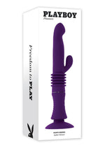 Load image into Gallery viewer, Playboy Happy Ending Rechargeable Silicone Thrusting Rabbit Vibrator - Purple

