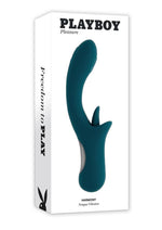 Load image into Gallery viewer, Playboy Harmony Rechargeable Silicone Vibrator with Clitoral Stimulator - Green
