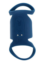 Load image into Gallery viewer, Playboy Jet Pack Rechargeable Silicone Double Ring Penis Vibrator - Blue
