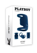Load image into Gallery viewer, Playboy Jet Pack Rechargeable Silicone Double Ring Penis Vibrator - Blue
