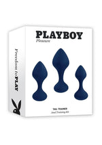 Load image into Gallery viewer, Playboy Tall Trainer Silicone Anal Kit - Blue/Navy - 3 Piece
