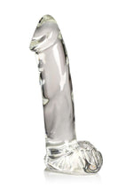 Load image into Gallery viewer, Pleasure Crystals Glass Dildo with Balls - Clear - 7.1in
