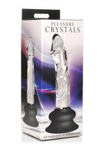 Load image into Gallery viewer, Pleasure Crystals Glass Dildo with Silicone Base - Black/Clear - 6.5in
