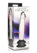 Load image into Gallery viewer, Pleasure Crystals Glass Dildo with Silicone Base - Black/Clear - 7.6in

