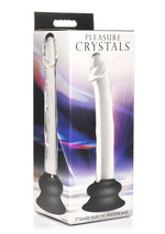 Load image into Gallery viewer, Pleasure Crystals Glass Dildo with Silicone Base - Black/Clear - 7in
