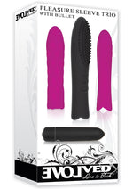 Load image into Gallery viewer, Pleasure Silicone Sleeve Trio with Bullet Kit - Black/Purple