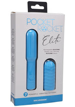 Load image into Gallery viewer, Pocket Rocket Elite Silicone Rechargeable Mini Vibrator with Removable Sleeve - Blue/Sky Blue