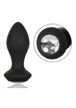 Load image into Gallery viewer, Power Gem Vibrating Crystal Probe Silicone Rechargeable Butt Plug - Black
