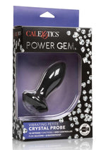 Load image into Gallery viewer, Power Gem Vibrating Petite Crystal Probe Silicone Rechargeable Butt Plug - Black