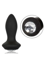 Load image into Gallery viewer, Power Gem Vibrating Petite Crystal Probe Silicone Rechargeable Butt Plug - Black