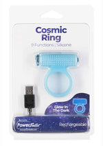 Load image into Gallery viewer, Powerbullet Cosmic Ring Rechargeable Silicone Vibrating Cock Ring - Glow In - Blue/Dark Blue/Glow In The Dark
