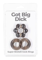 Load image into Gallery viewer, Powerbullet Got Big D Super Stretch Cock Rings - Black - 2 Pack
