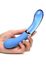 Load image into Gallery viewer, Prisms Vibra-Glass 10x Bleu Dual End G-Spot Rechargeable Silicone/Glass Vibrating Dildo
