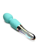 Load image into Gallery viewer, Prisms Vibra-Glass 10x Dual End Rechargeable Silicone Glass Wand - Blue/Turquoise
