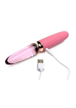Load image into Gallery viewer, Prisms Vibra-Glass 10x Rose Dual End Rechargeable Silicone/Glass Vibrating Dildo
